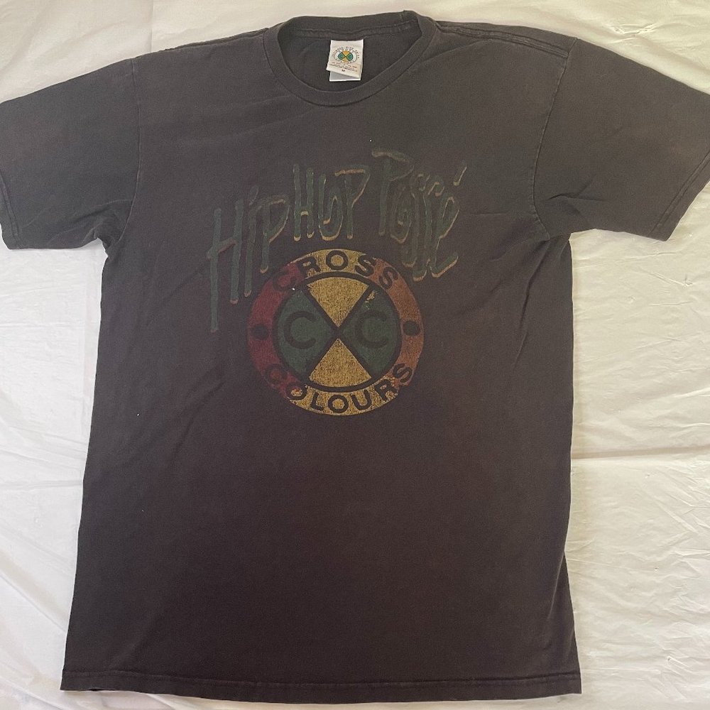 Vintage 90s Cross Colours Shirt Mens Medium Black Hip-Hop Posse Faded